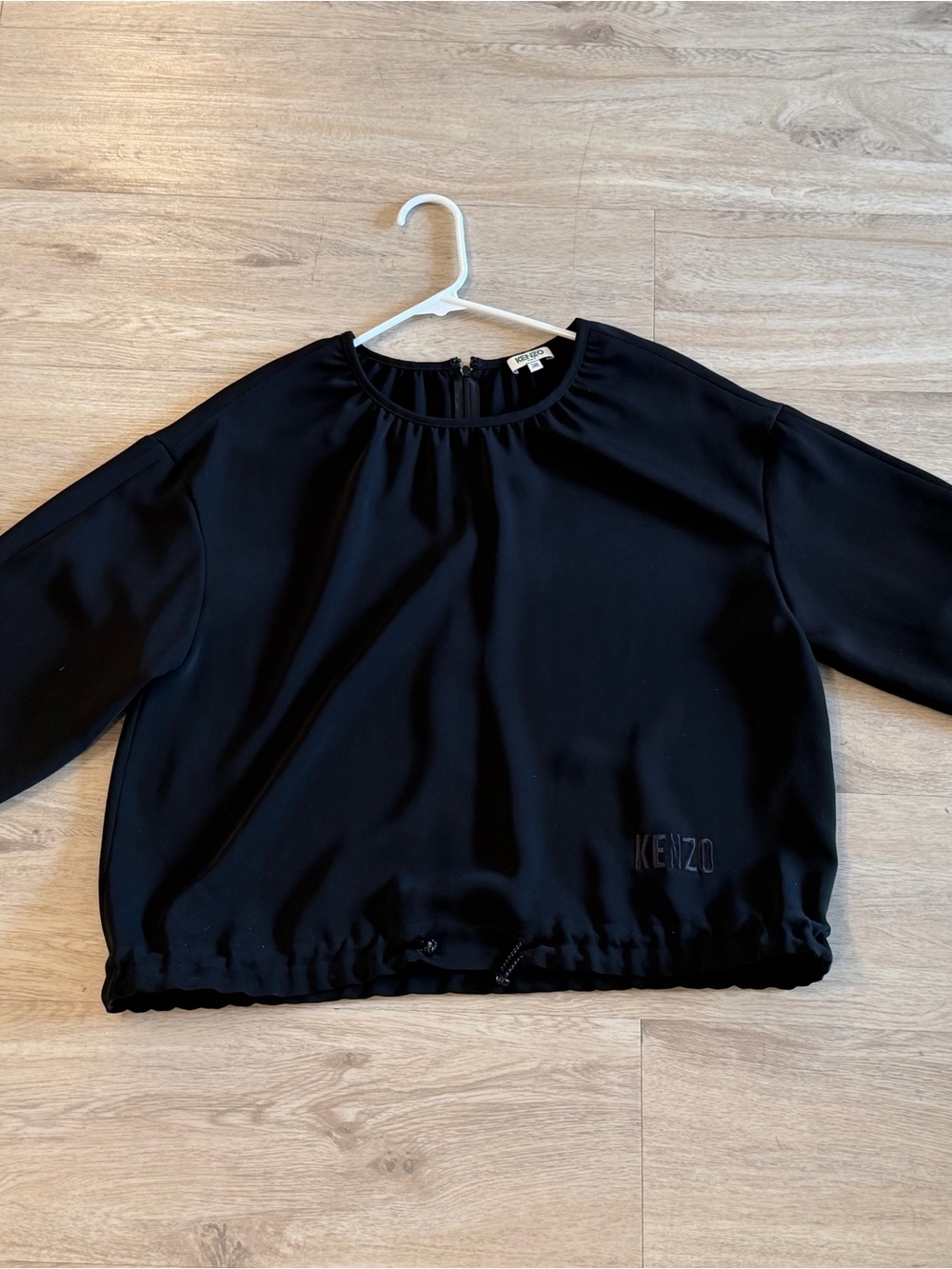 Kenzo Black Pullover Hoodie with Drawstring Hem